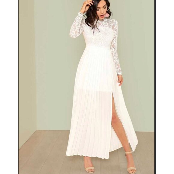 SHEIN Ivory Lace Maxi Dress - Picture 1 of 16